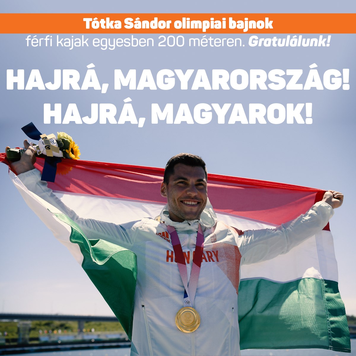 Tótka Sándor olimpiai bajnok férfi kajak egyesben 200 méteren. Gratulálunk! Hajrá, Magyarország! Hajrá, magyarok!