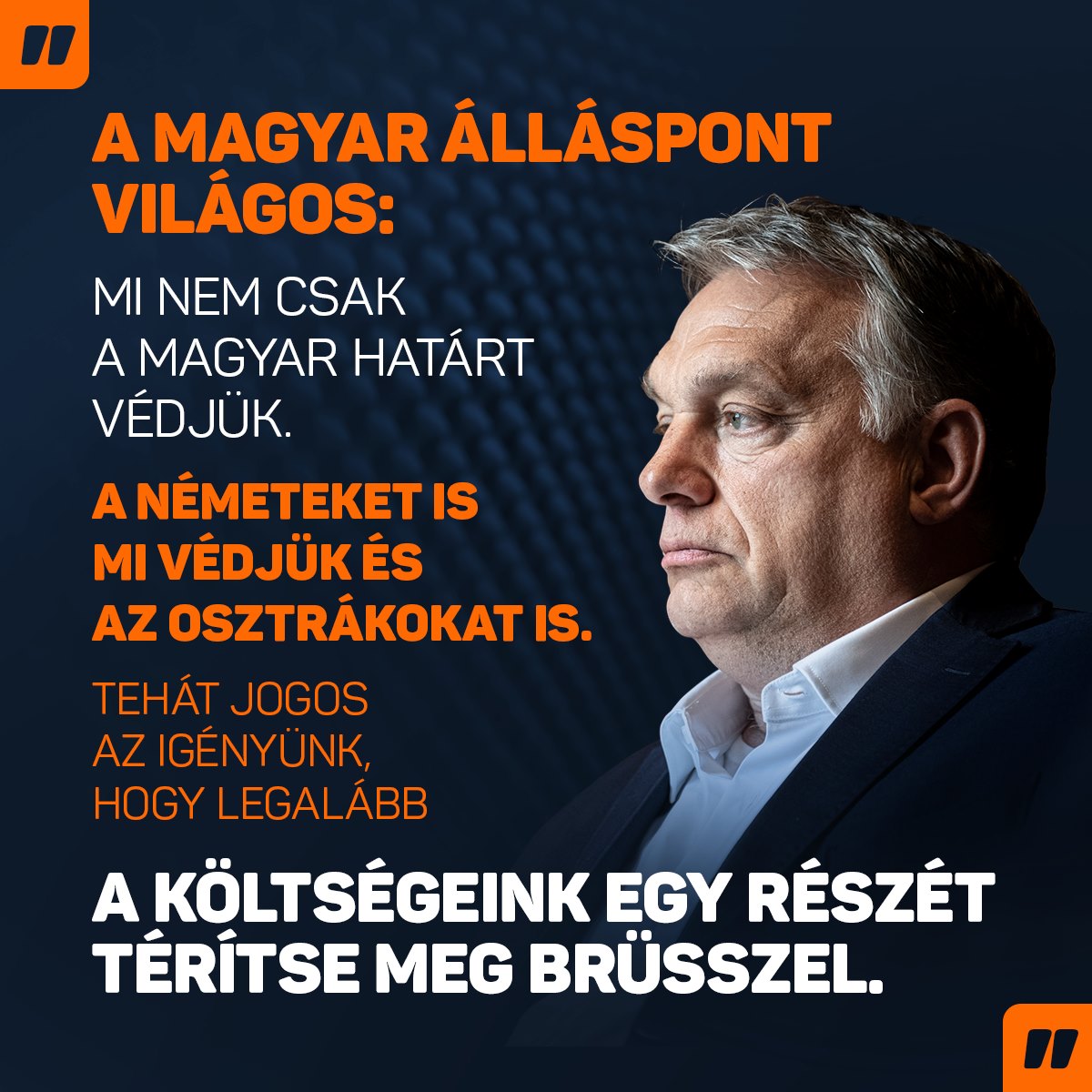Jogos elvárás, hogy Brüsszel támogassa anyagilag a határvédelmet. Hat éve harcolok ezért, még nem nyertük meg ezt a küzdelmet, de sokkal közelebb vagyok hozzá, mint bármikor voltam – jelentette ki Orbán Viktor a Kossuth Rádióban.