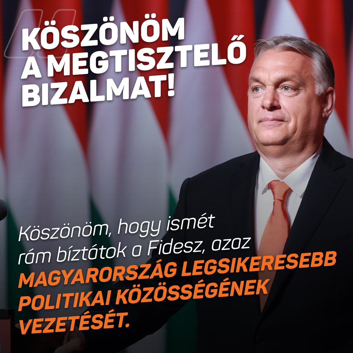 Orbán Viktor a Fidesz elnöke! „Mindenekelőtt köszönetet akarok mondani Nektek, kedves Barátaim. Köszönöm a megtisztelő bizalmat! Köszönöm, hogy ismét rám bíztátok a Fidesz, azaz Magyarország legsikeresebb politikai közösségének vezetését!”