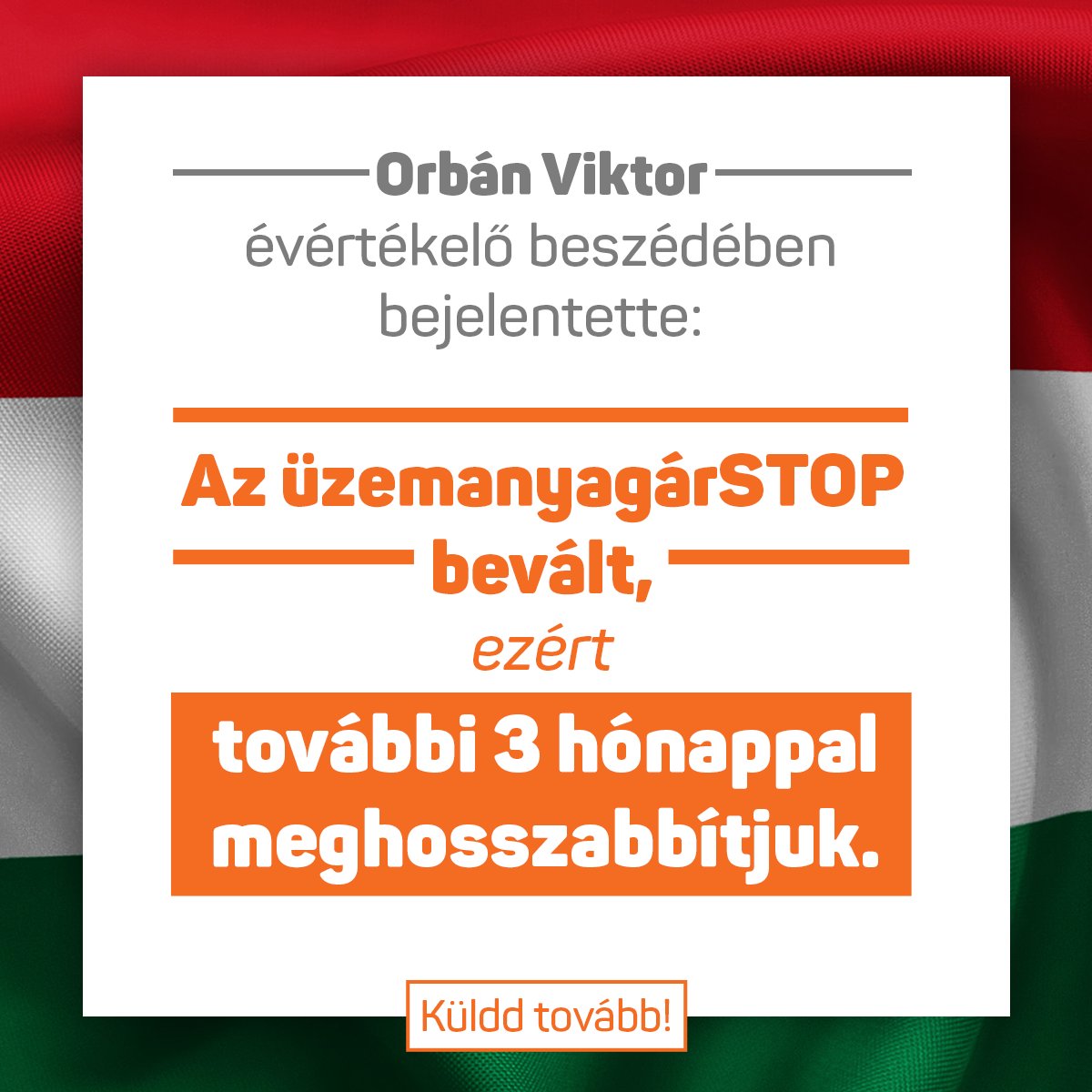 Orbán Viktor bejelentette: “az üzemanyagárSTOP bevált, ezért további 3 hónappal meghosszabbítjuk!”