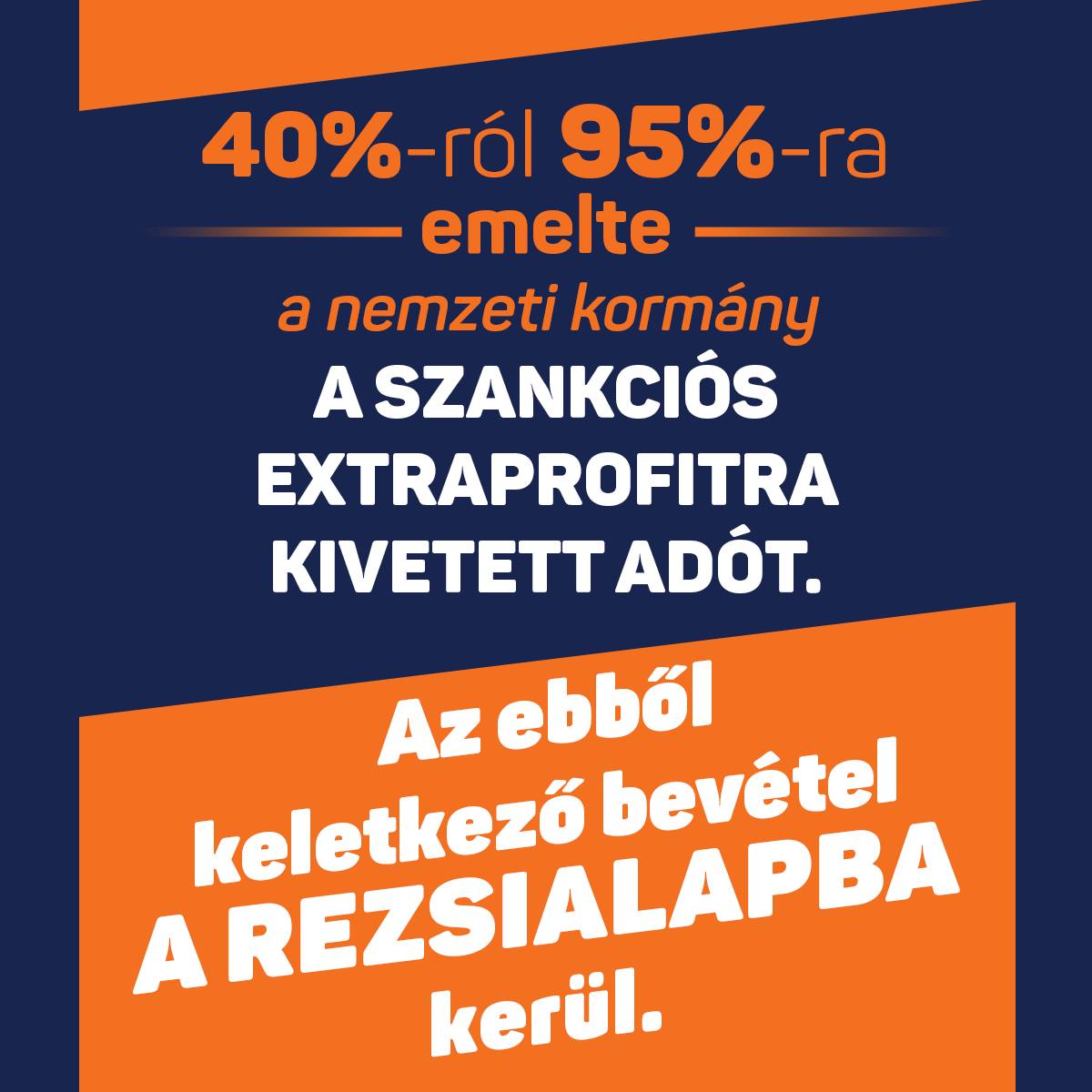 Az elhibázott brüsszeli döntések miatt egész Európában szankciós benzinárak vannak. A MOL-ra 95%-os extraprofitadót vetett ki a nemzeti kormány. A pluszbevételt a rezsivédelmi alapba irányítjuk. Megvédjük a magyar családokat!