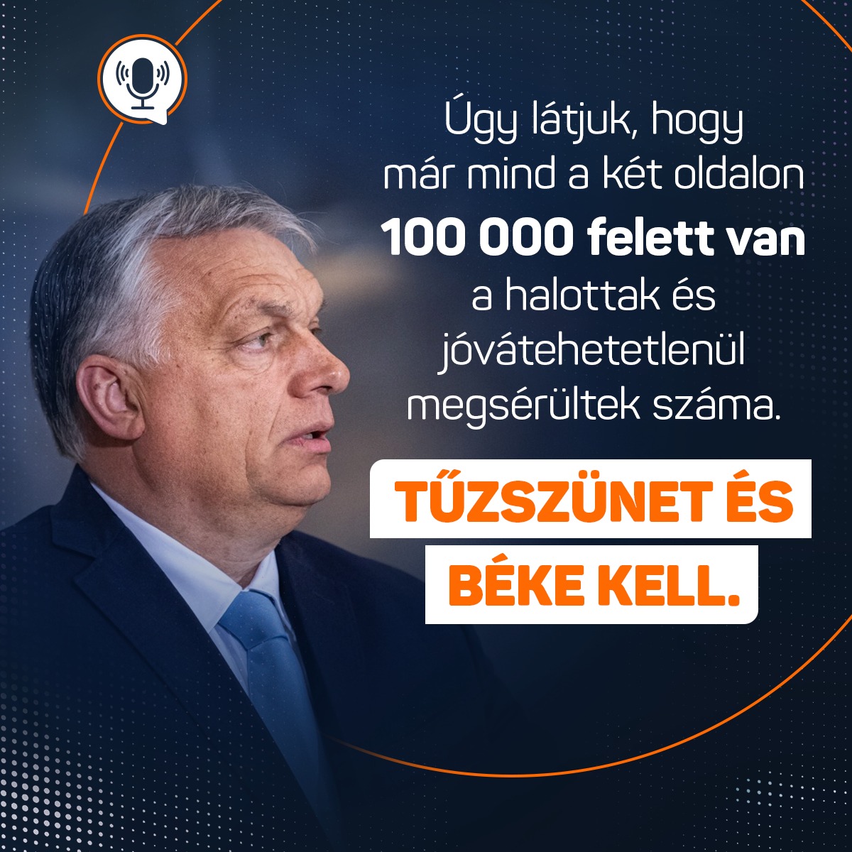 Orbán Viktor a Kossuth Rádióban:  A háború egy év után sokkal durvább és kegyetlenebb, mint ahogyan kezdődött. Árvák, özvegyek, tehát a legsúlyosabb emberi tragédiák tömegei állnak elő nap mint nap. A legvisszafogottabban is azt kell mondjam, hogy a nyugati világ vezetői háborús lázban égnek. Azonnali tűzszünetre és békére van szükség!